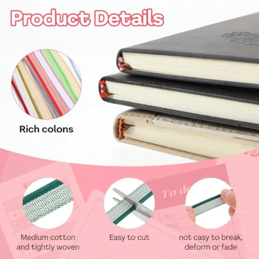 52 قطعة من عصابات ربط الكتب 12 Ih البوليستر عقال للكتب مواد تجليد الكتب مجموعات تجليد الكتب للمبتدئين و