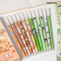 12Pcs/Lot Cute Cartoon Panda Capybara Erasable Gel Pen Neutral Pens 0.5mm Blue Ink Smooth Writing Kids School Office Stationery