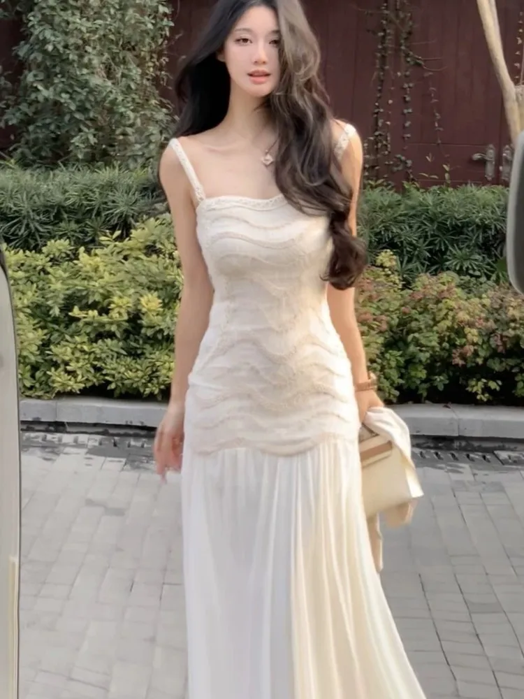 

Women Elegant French Embroidery Rose Slim Off Shoulder Suspender Dress Summer Waist Cinching Dresses Evening Party Prom Gown New
