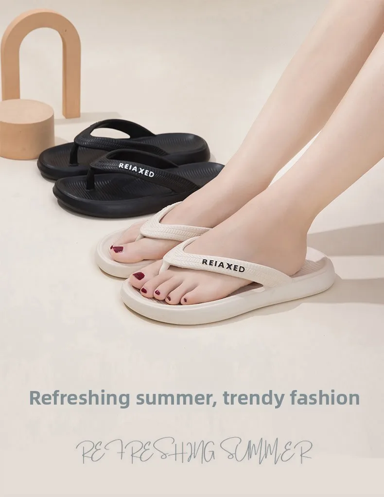 Sommer Neue Paar-Flip-Flops, Dicksohlige Weichsohlige Sandalen, Modische Strandpantoffeln für Damen und Herren – Detail 1