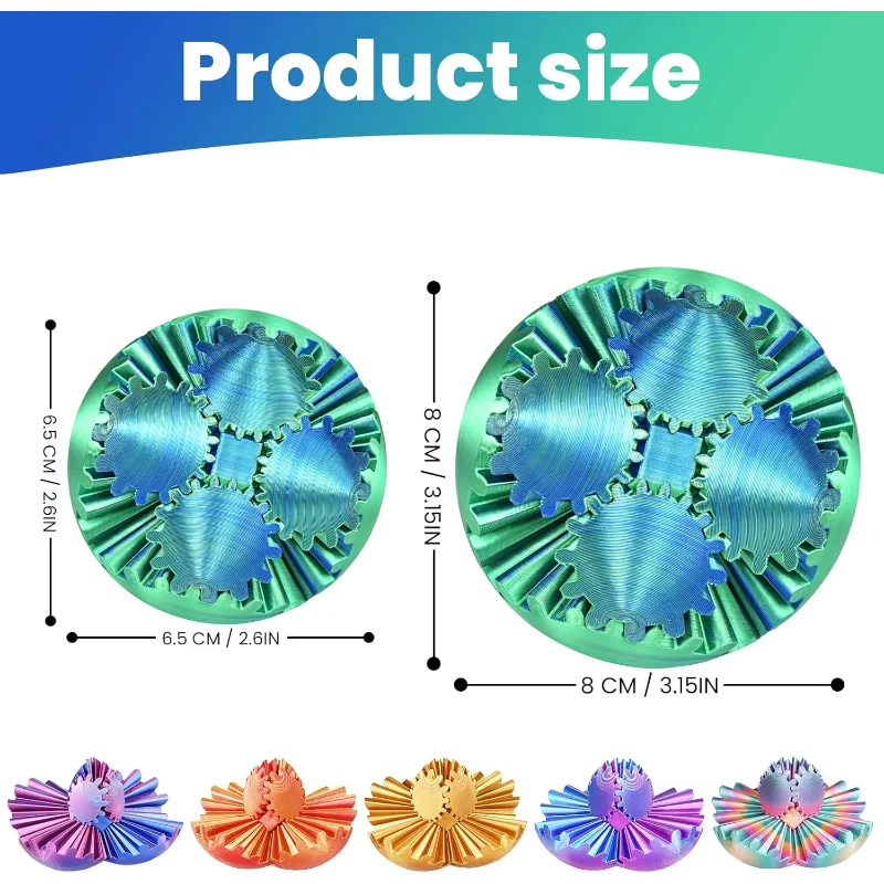 Bola de engrenagem, brinquedo fidget de esfera de engrenagem impressa em 3D, bola sensorial para alívio do estresse para crianças e adultos, ADHDToy (verde floresta, 2,6 polegadas)