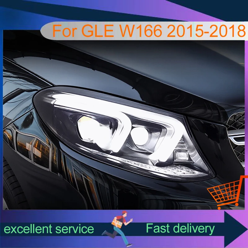 Auto Headlights For Benz W166 2015-2019 GLE Front Lamp LED Bulbs DRL Newest Upgrade Head Light Projector Lens Car Accessories