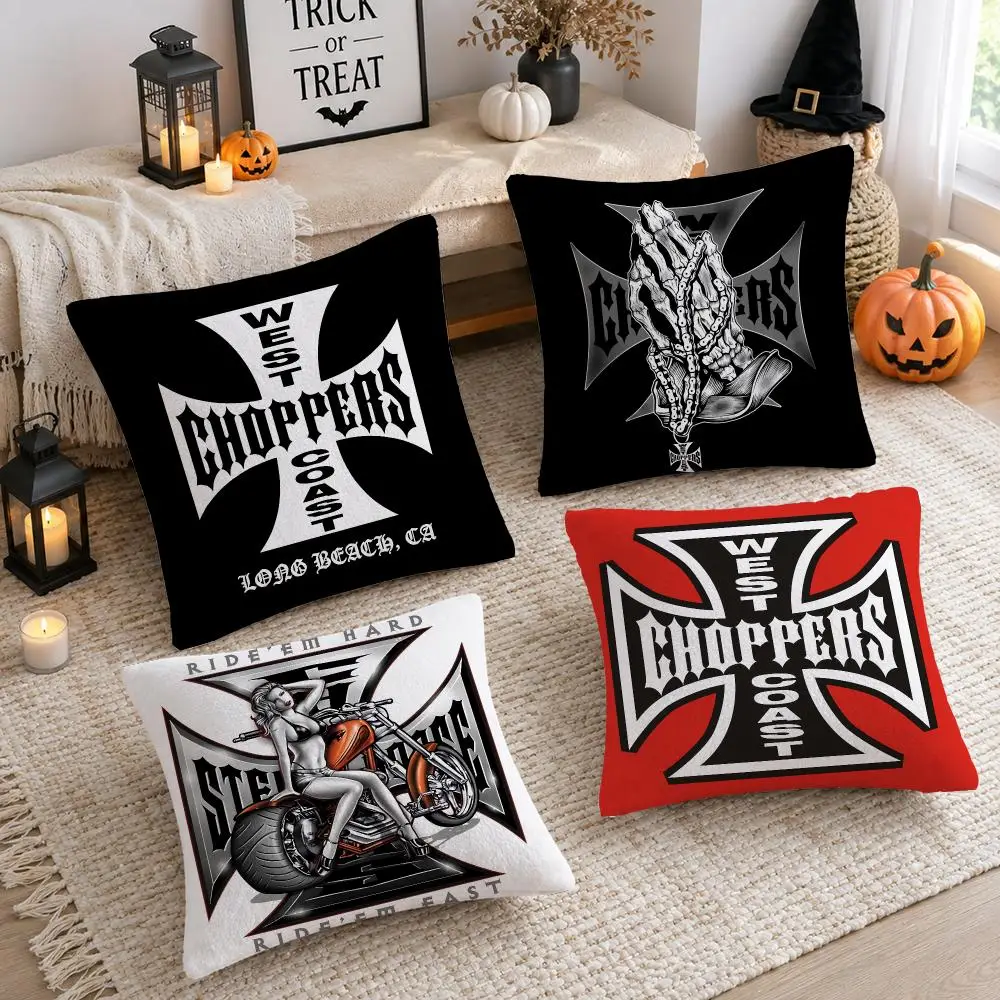 Car W-West Coast Chopper Cushion Cover Soft Plush Cushion Case Throw Pillowcase Cozy Home Sofa Bed Living Room Decor
