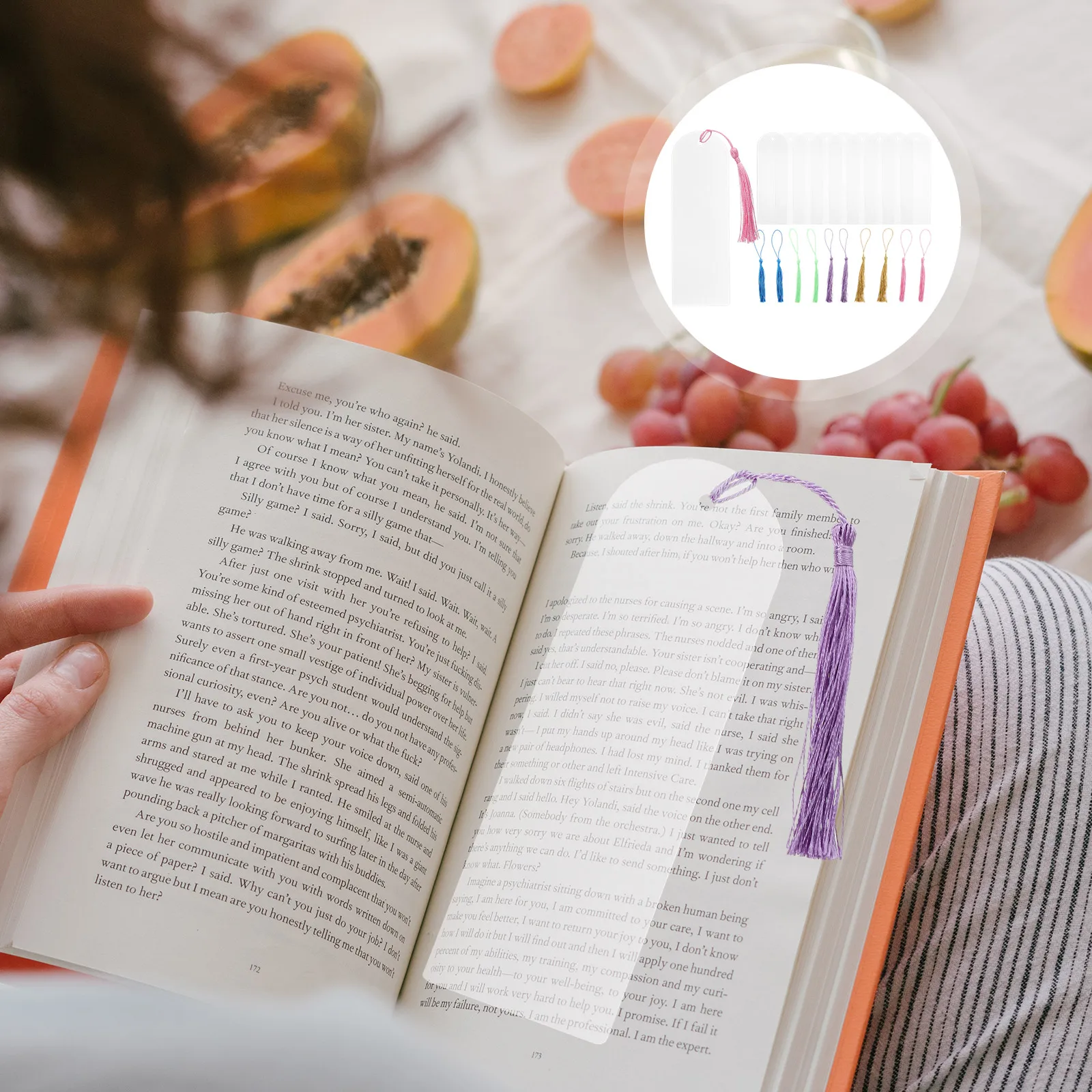 

1 set Acrylic Bookmark Clear Tassels DIY Unfinished Bookmarks Reading Supplies Half Round Shape Page Marker Student Accessories