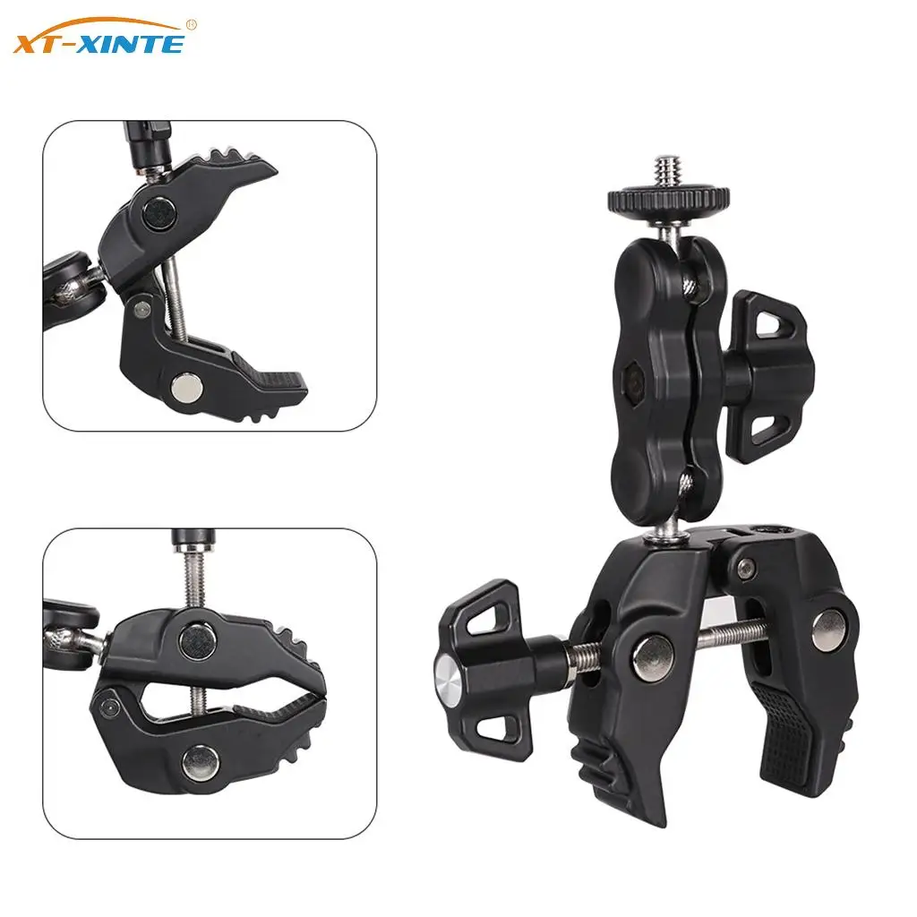 Universal Magic Arm Multi Functional Ballhead Clamp Double Ball Adapter Shoe Mount for Monitor Led Light Video 1/4