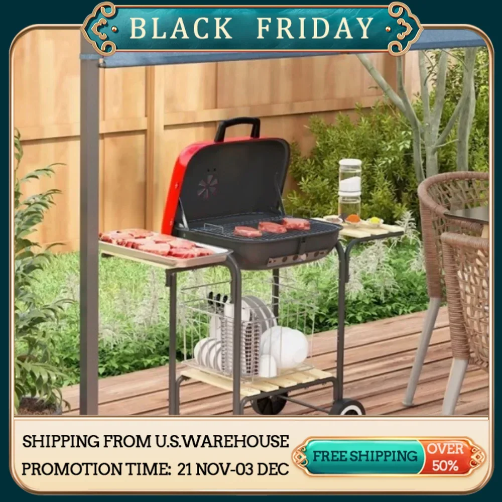 Portable Charcoal Grill BBQ Grill easy transport - Enamel-coated steel offers excellent heat resistance Outdoor Stove Camp Cook