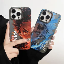 Japan Anime Demon Slayer Case For IPhone 11 12 13 14 15 Pro Max Luxury Anime Cartoon Kimetsu No Yaiba Plating Back Cover Coque