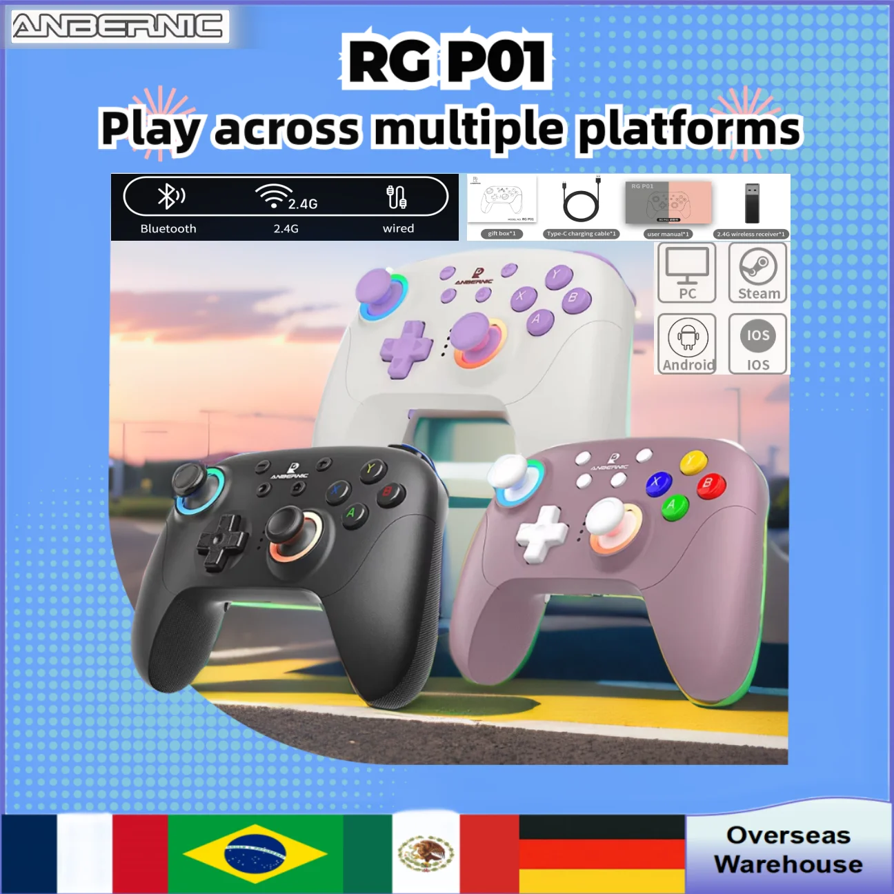 

ANBERNIC RG P01 Gamepad Accessories For PC Android IOS Steam Wired Wireless Bluetooth Joystick XBOX Game Controller Mens Gifts