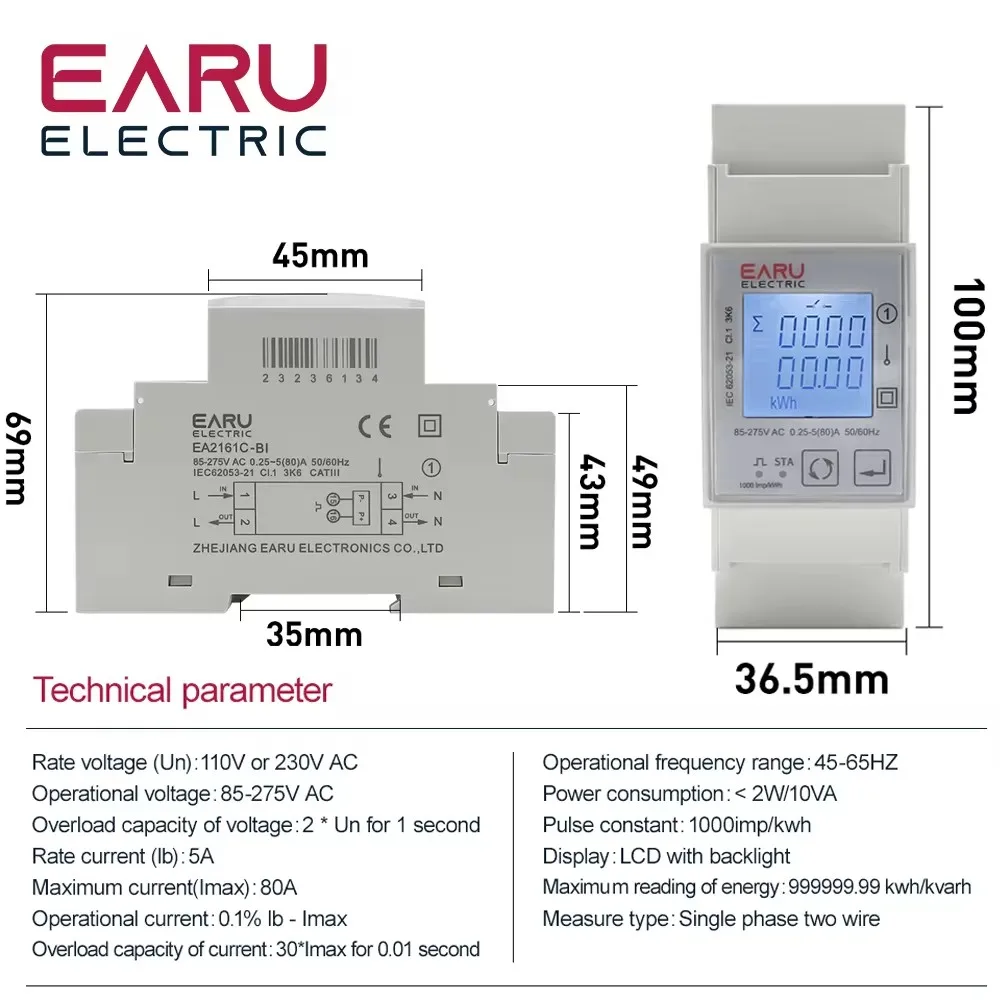 Imagem -02 - Zigbee-medidor de Energia Monofásico Inteligente Monofásico 110v 220v 80a Bidirecional Eletrônico Aplicativo Tuya