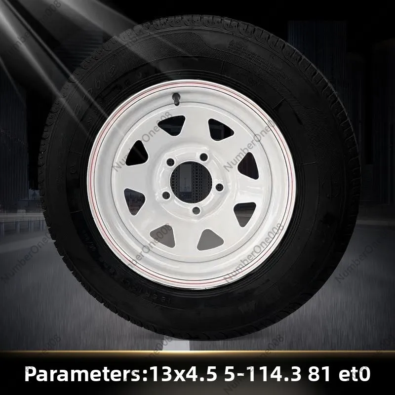 12-15 Inch Steel Trailer Wheel Rim and Tire Assembly for Retro Vintage RV Caravan