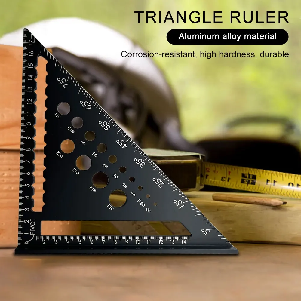 7/12 Inch Metric Triangle Ruler Aluminum Alloy Angle Protractor Speed Metric Square Measuring Ruler Woodworker Measurement Tools