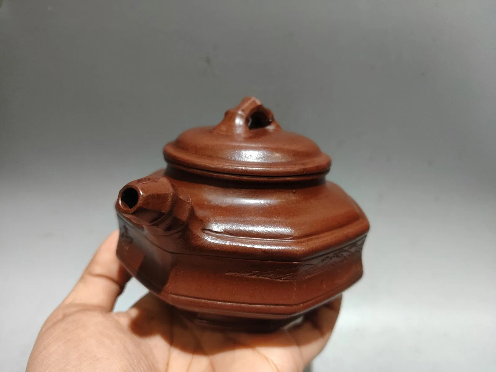 Yixing Zisha Teapot Unique Pu-Erh Pot Bamboo Carved Octagonal Segment Eight