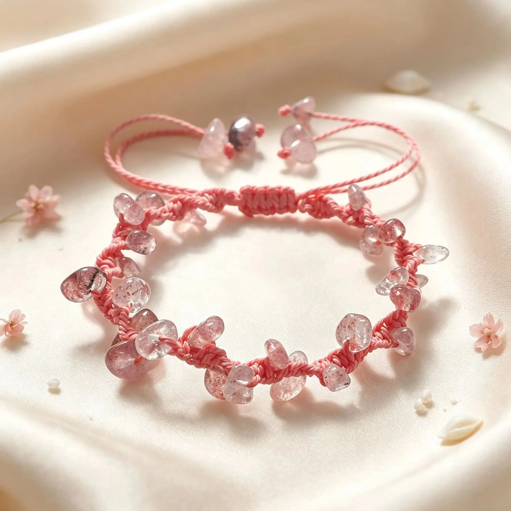 Handmade Natural Stone Braided Bracelet, Boho Style Gift