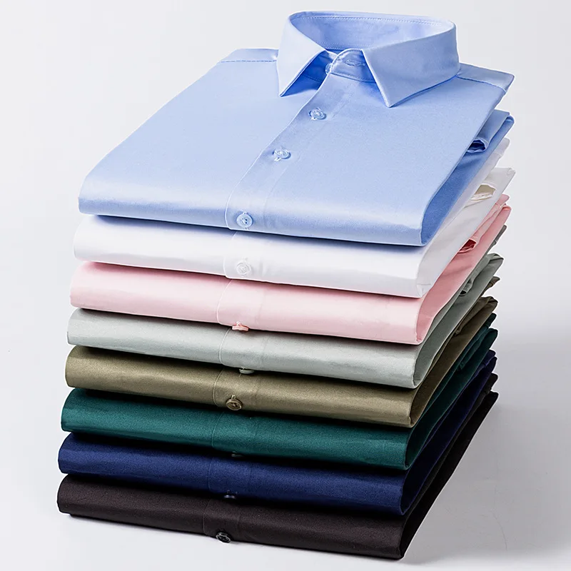 Anti-Wrinkle Men Shirts Long Sleeve Dress Shirts For Men Slim Fit Camisa Social Business Blouse White Office Shirt Male Clothing