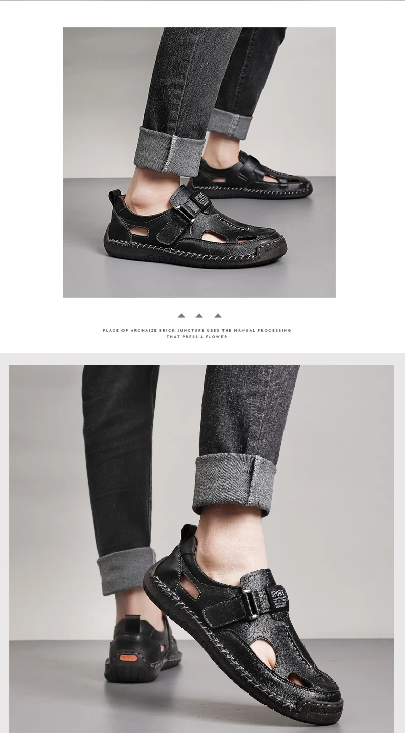 Bestseller Sommer Herren-Sandalen Outdoor Herren-Strandsandalen Handgefertigte Leder-Römersandalen Modische Herren-Wasser-Trekking-Sandalen – Detail 18