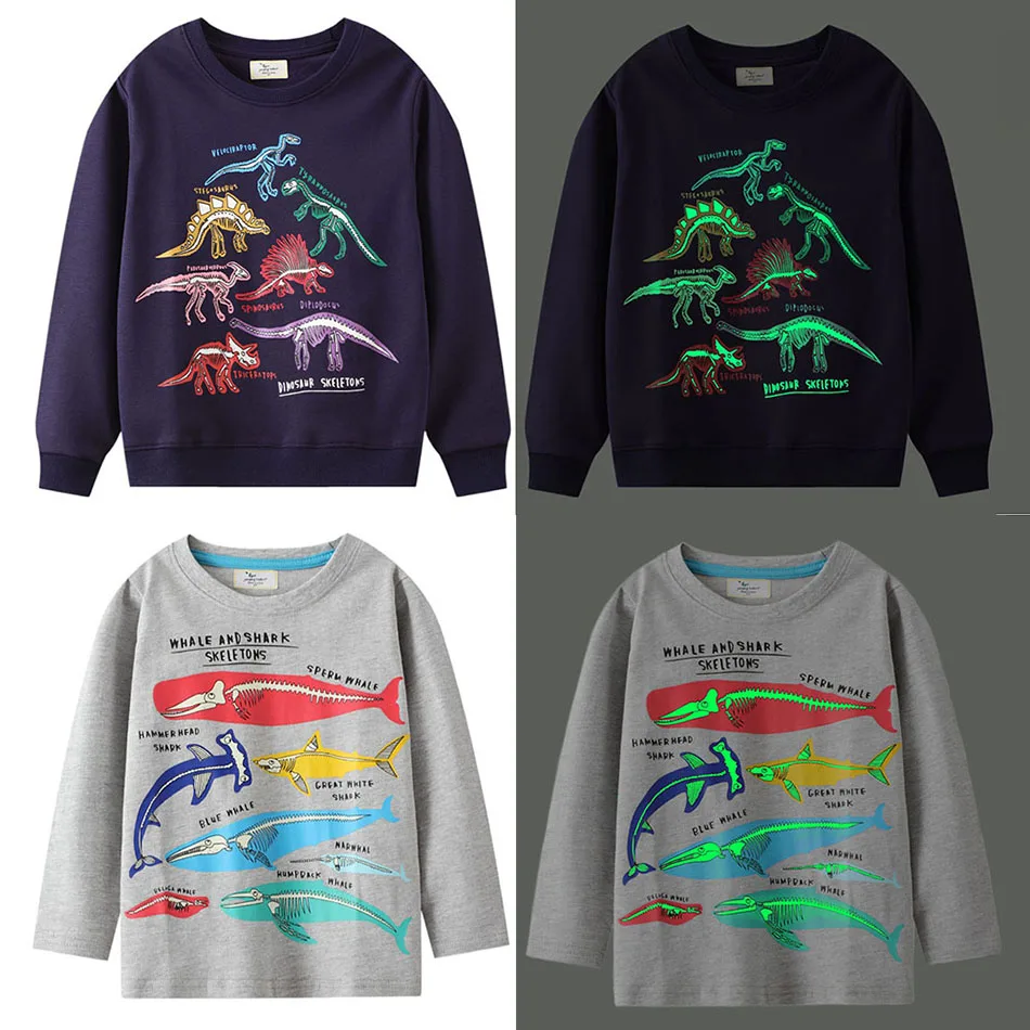 

Children Tops Baby Dinosaur Sport Outerwear Kids Crewneck Spring Autumn Jersey Boy Girl Pullover Cotton Unicorn Sharks Clothes