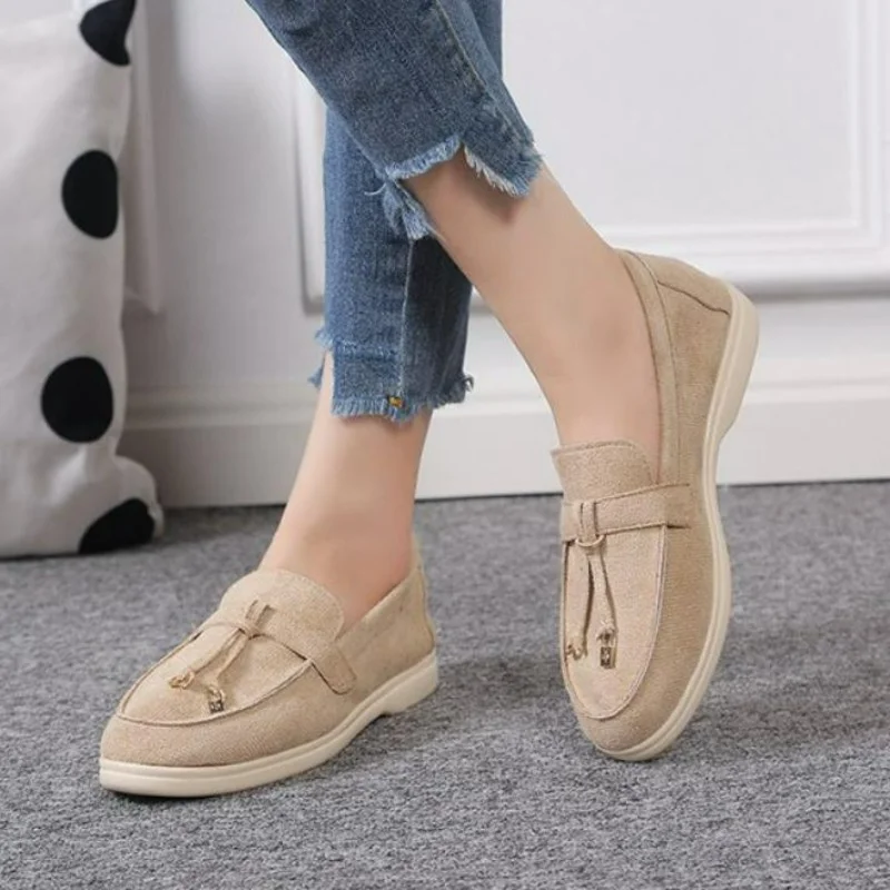 Women Shoes Brand Casual Flat Shoes Leather Cashmere Single Shoes Ladies Walking Non Slip Chaussure Femme Zapatos De Mujer