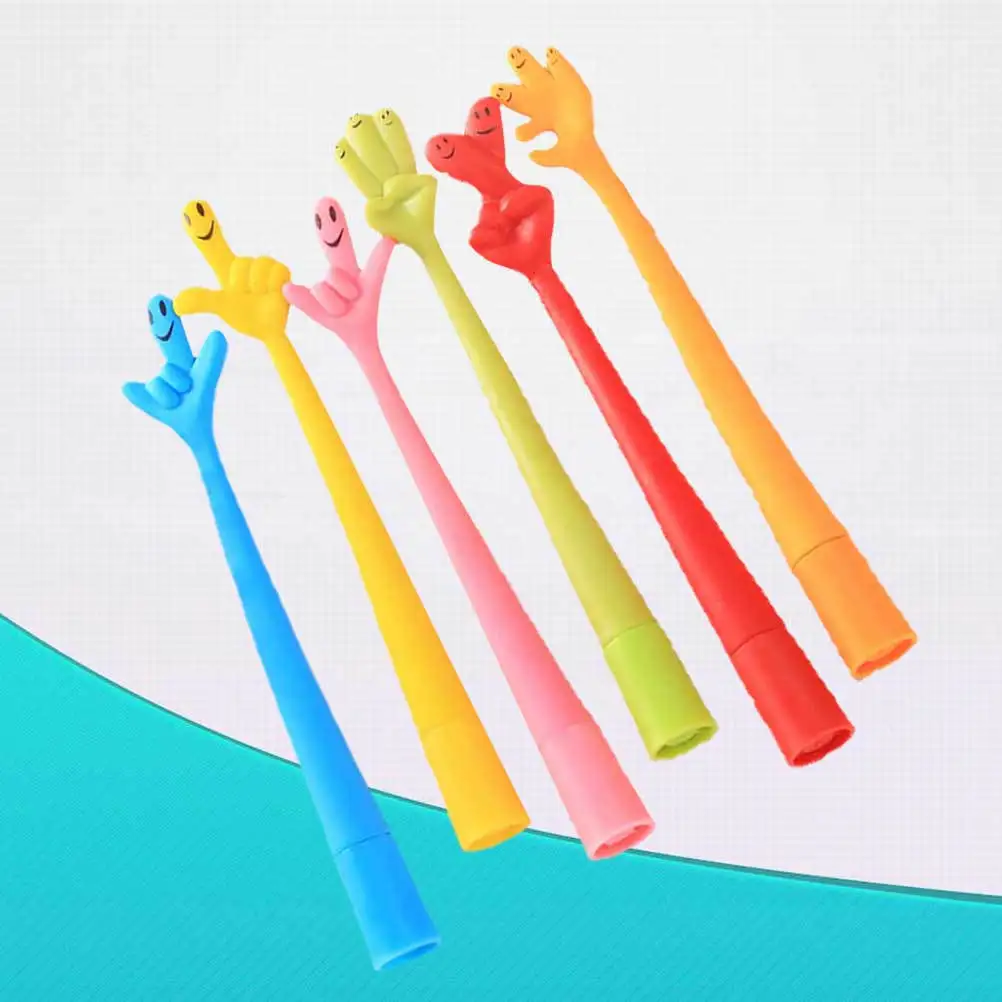 

12Pcs Colorful Ballpoint Pens Finger Shaped Standable Wearproof Smooth Writing Graduation Gift Employee Promotion Office School