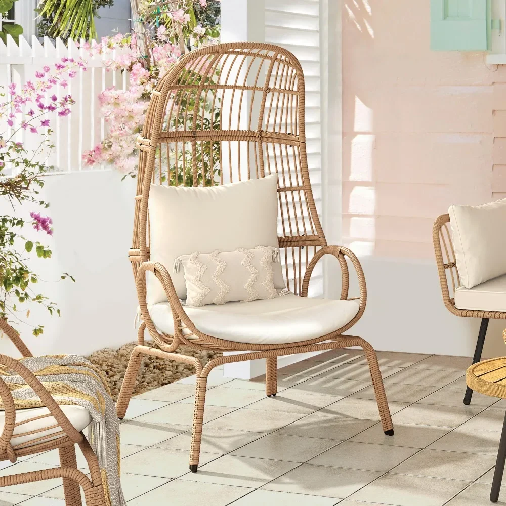 2024 New Outdoor Narrow Egg Chair Wicker, Patio Rattan Basket Chair with 370lbs Capacity Indoor Egg Chairs