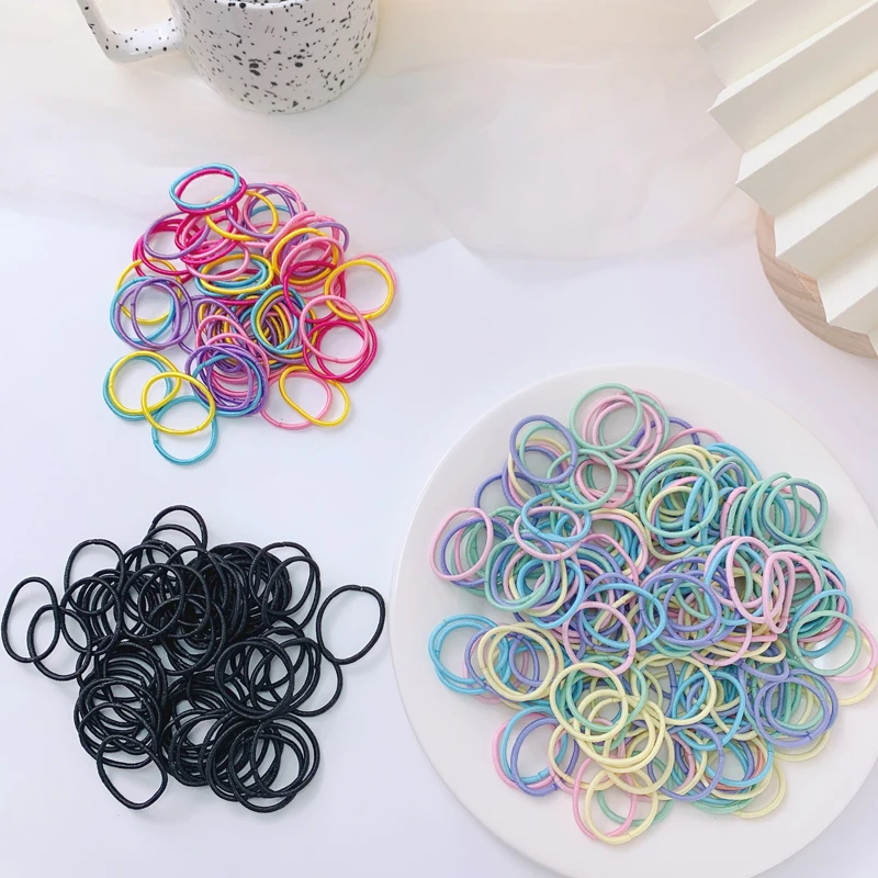 

100pc/Set Korea Girls Elastic Hair Band Colorful Nylon Rubber Band Kids Ponytail Holder Hair Tie Baby Hair Accessories Ornaments