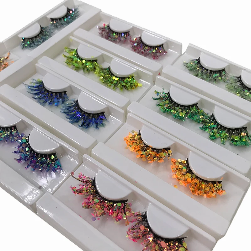 1 Pair Glitter Bling Lashes Cosplay Halloween Masquerade Party Natural Look Sequined Eyelashes