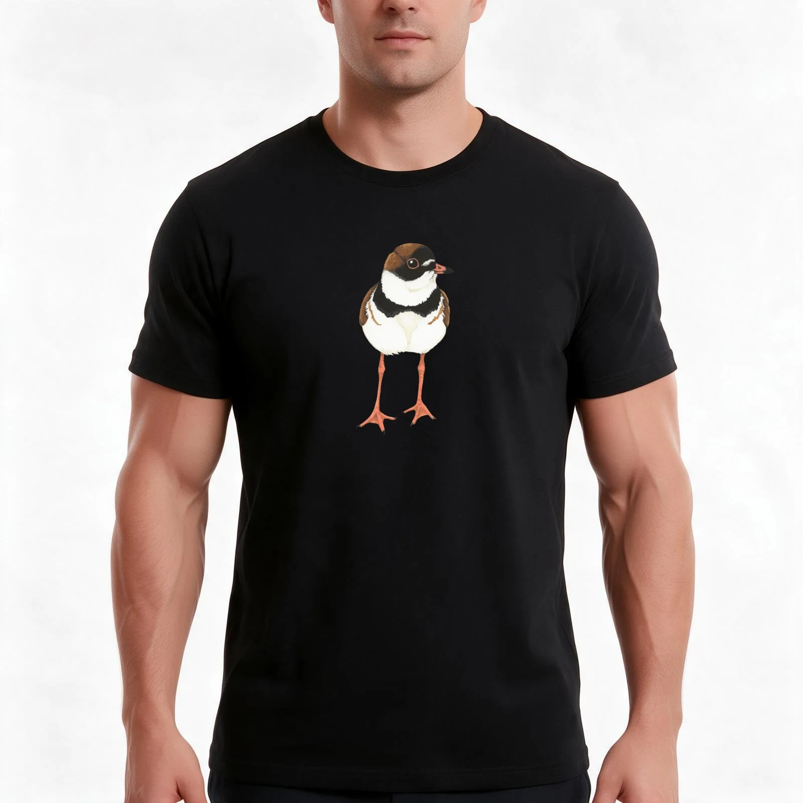 Semipalmated Plover T-Shirt, Summer Casual Cotton Tee, Oversized Streetwear Tops, Vintage Graphic Print, Loose Fit Short Sleeve