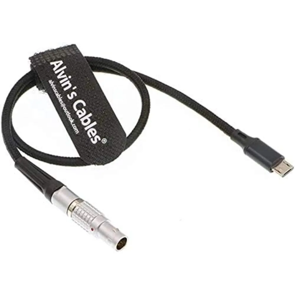 Alvin's Cables 2 Pin Male to Micro USB Power Cable for Z CAM E2 Flagship to Nucleus Nano Braided Wire