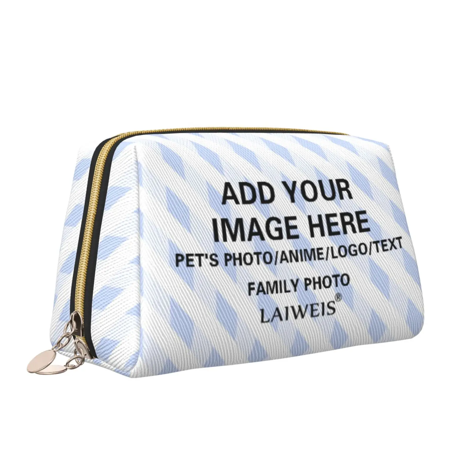 Custom Your Image Logo Name Leather Cosmetic Storage Bag Classic Simple Atmosphere Make Up Bag Advanced Zipper Wash Bag