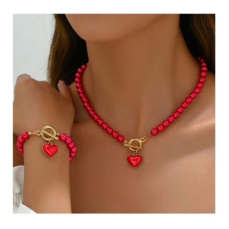 

Набор украшений Simple Wind: женское ожерелье и браслет с жемчугом, персонализированный дизайн, цепочка на ключицу, универсальный браслет