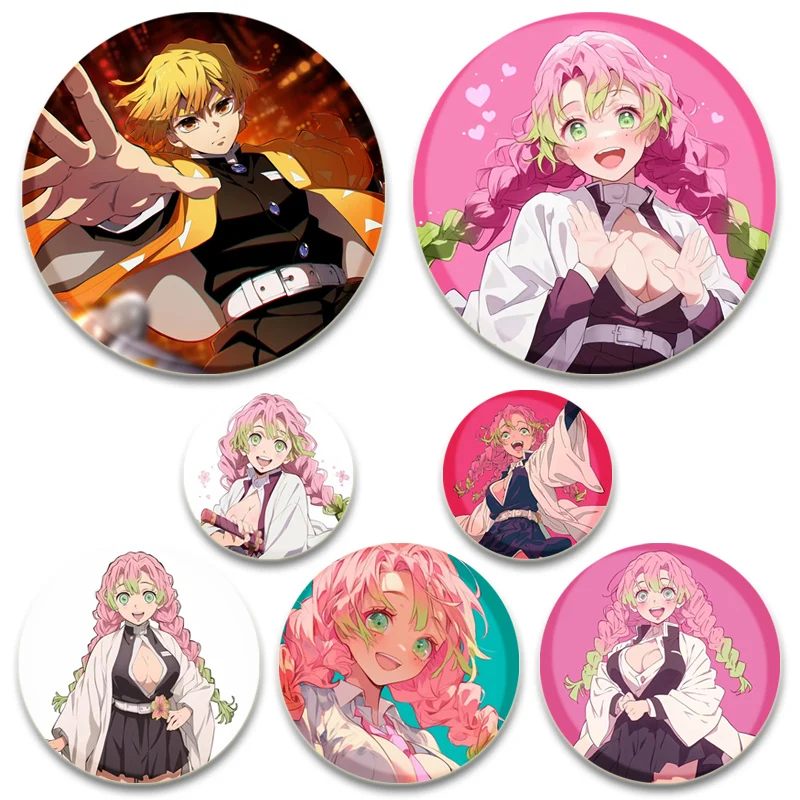 Agatsuma Zenitsu Kanroji Mitsuri Kochou Shinobu Tsuyuri Kanao Kamado Tanjirou Kamado Nezuko Anime Brooch Demon Cartoon Badge Pin