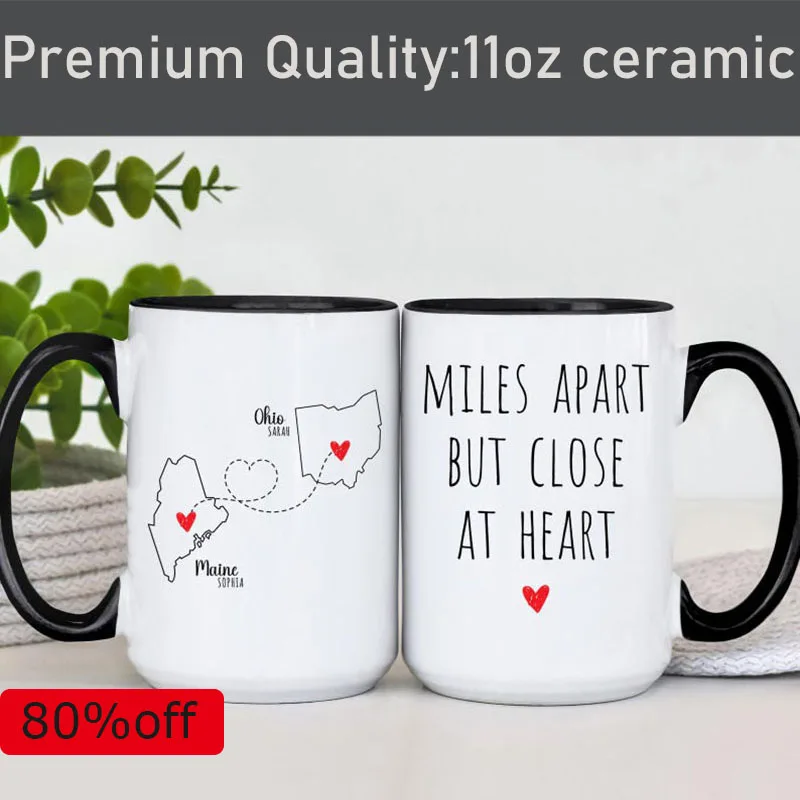 

Custom Best Friend Birthday Mug - Long Distance Friendship Gift with Matching Names - 'Miss You' Coffee Cup for Faraway BFFs