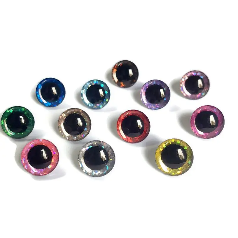 

20pcs 12kinds colors 9mm14mm 16mm 18mm 20mm 25mm 30mm 35mm Trapezoid toy eyes 3D COLORFUL SAFETY DOLL EYES FOR DIY CRAFT