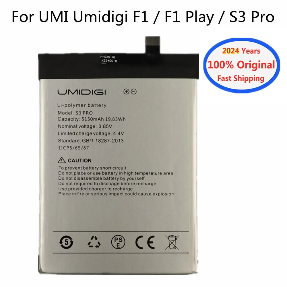 2024 Years New Original Replacement Battery For UMI Umidigi F1 / F1 Play / S3 Pro S3Pro F1Play Phone Batteries 5150mAh In Stock