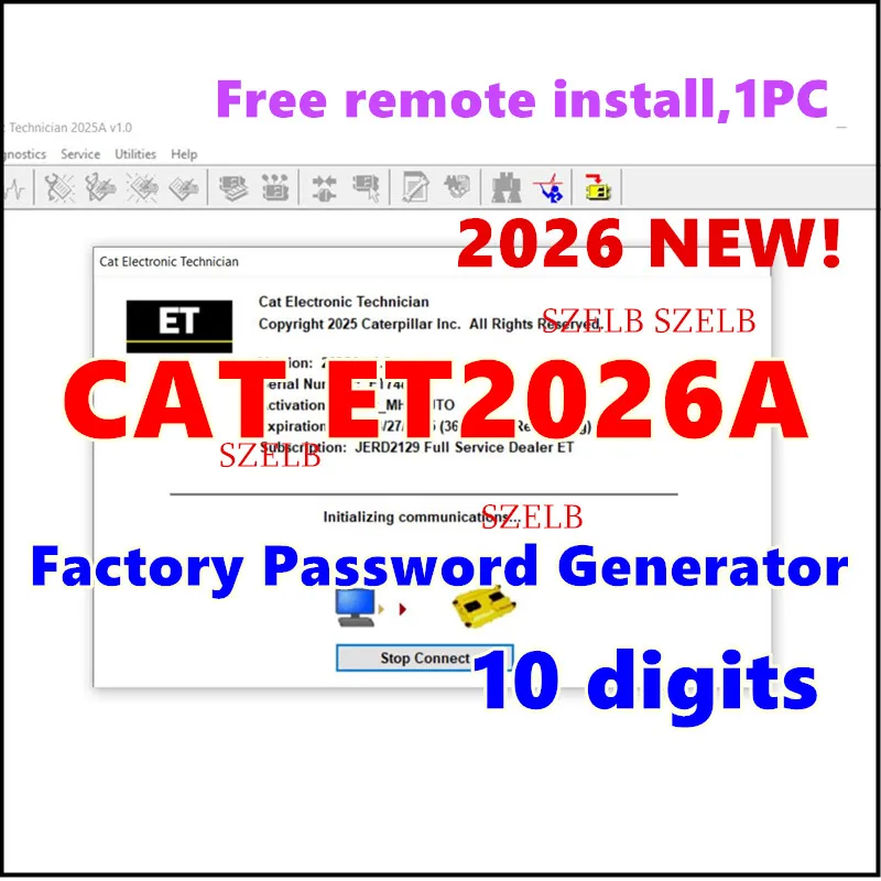 

Новейший 2026 года CAT ET 2026A / 2025A Caterpillar Electronic Technician + Генератор заводских паролей, 10-значный, удаленная установка, 1 шт.