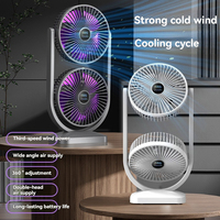 Dual head fan USB charging fan desktop fan high wind power 3-speed 1200mAh bidirectional fan outdoor camping fan