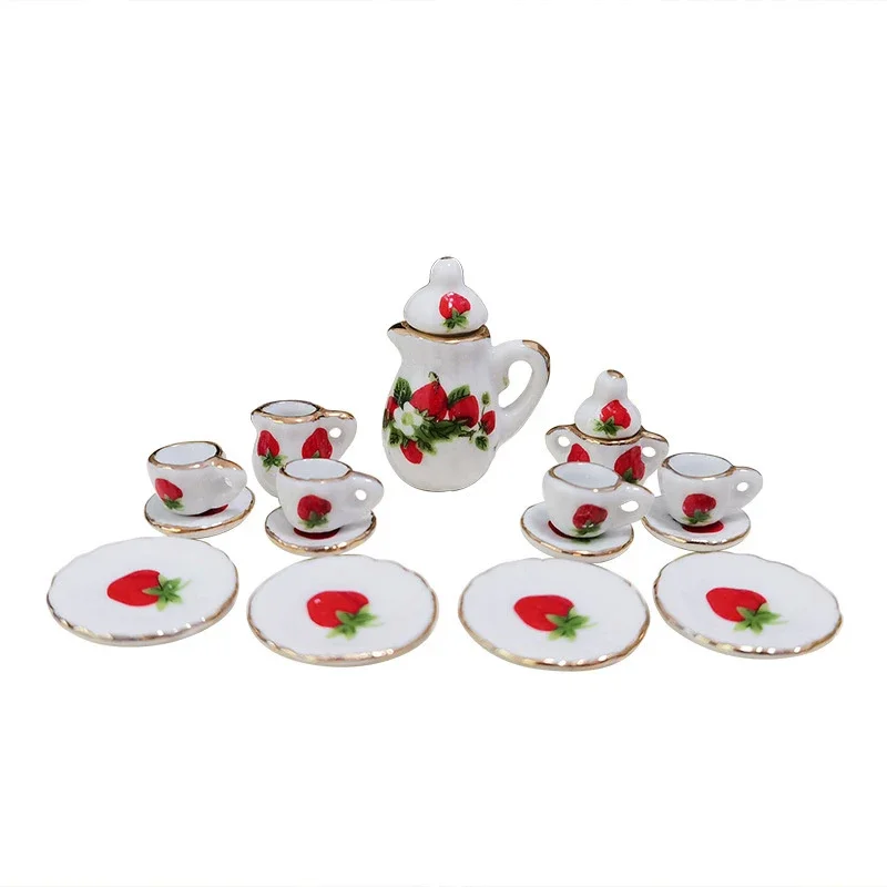 Conjunto de utensílios de mesa para casa de bonecas 1:12, xícara de chá de cerâmica em miniatura, brinquedo de cozinha, acessórios para bonecas.