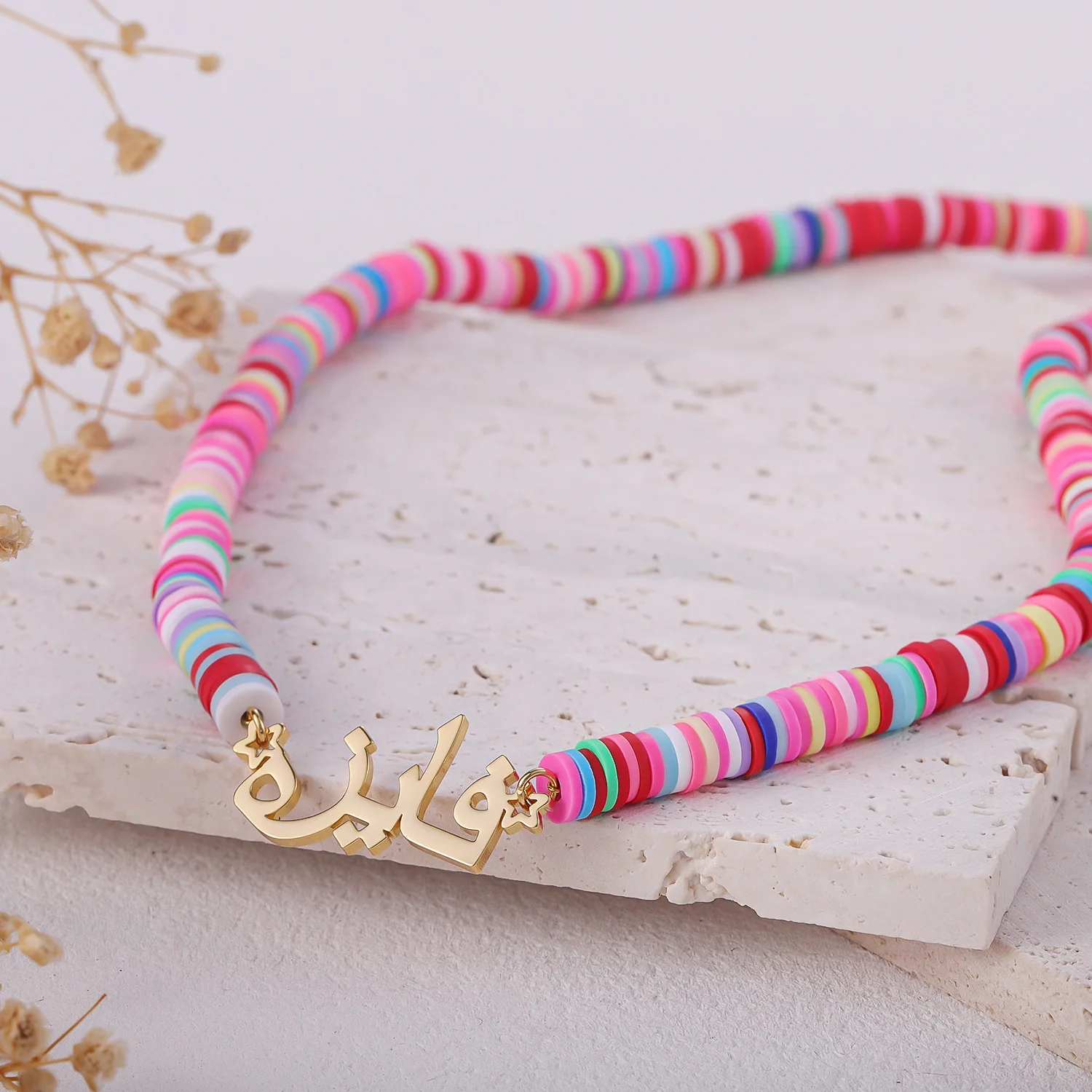 

Dascusto Necklace for Women Girl Personalized Rainbow Soft Necklace Choker Pendant Jewelry Custom Stainless Steel Arabic Name