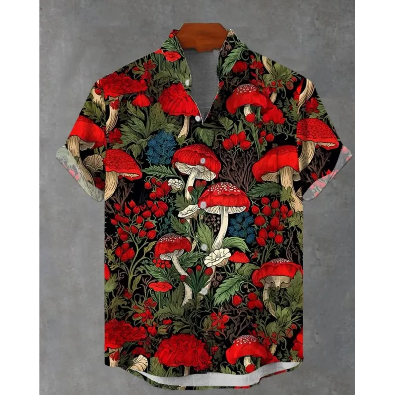

2025 Summer 3D Printed Men's Shirt Casual Fashion Short Sleeve Shirt Button Collar Top Oversized Unisex Clothing