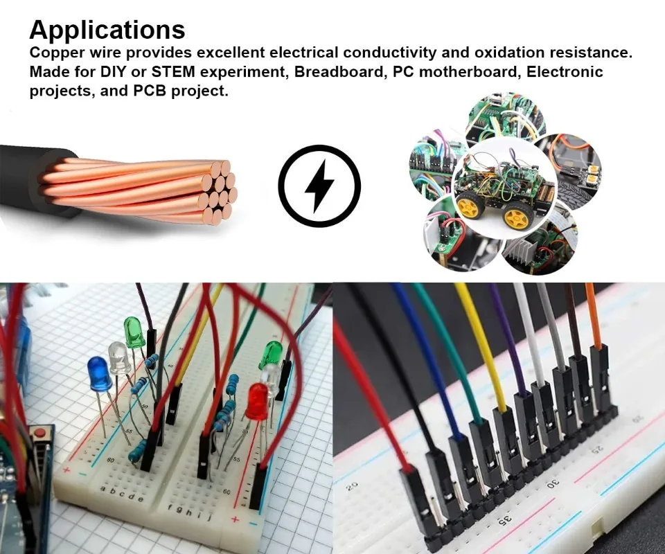 40Pin Dupont Cable Ribbon Jumper Wire Kit 16.5cm 17.5cm Male Female 24AWG Copper Line Set for DIY Arduino Breadboard PCB view 4