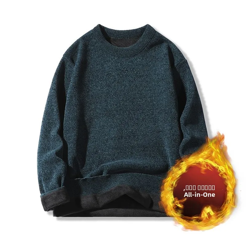 

Anti-Ballling One-Piece Fce round Ne Sweater Soft Polyester Winter Casual Comfortable Thiened Men's Knitted irt