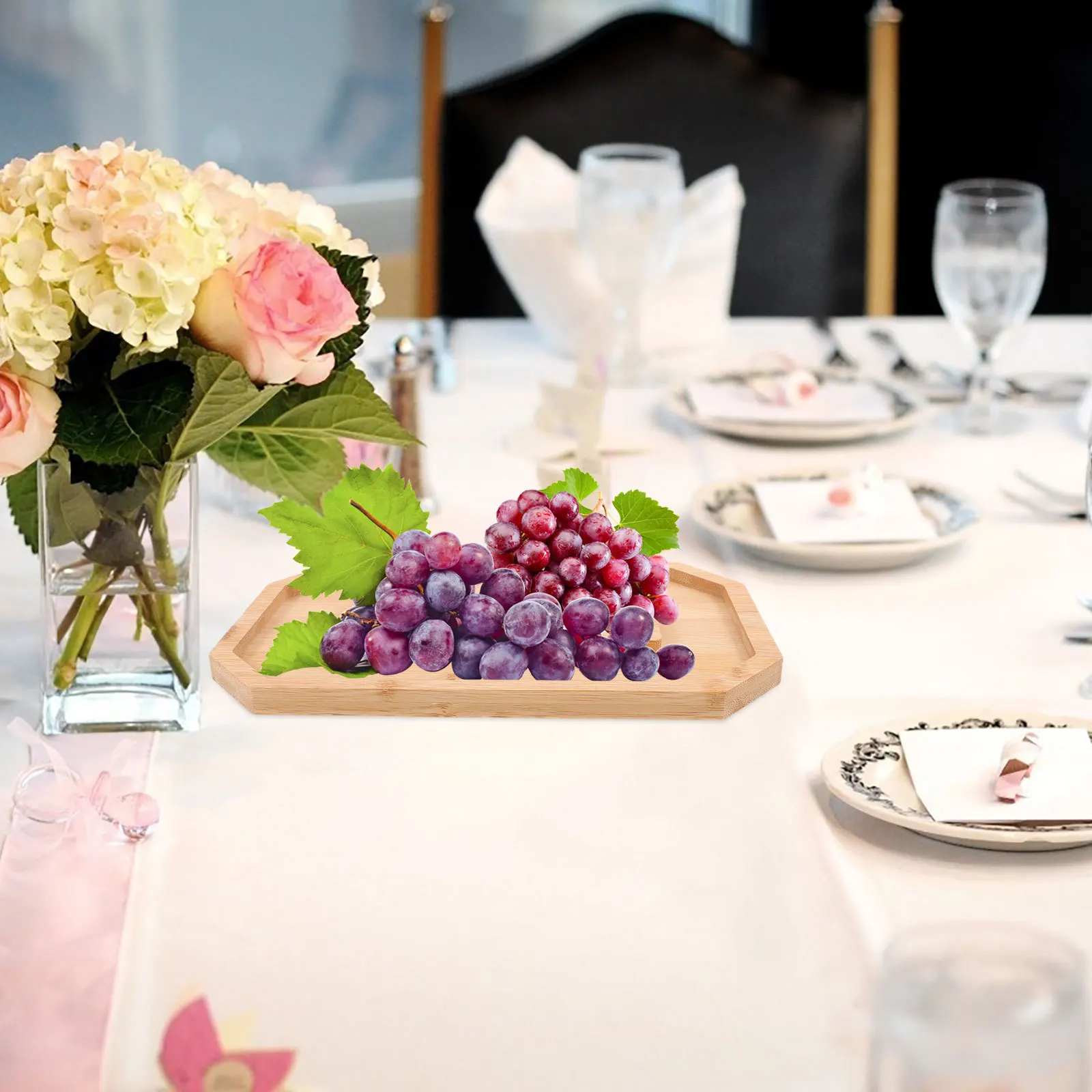 

1Set Wood Number Shape Serving Tray Food Plate Large Capacity Fruit Snack Dessert Storage Tray Wood Number Plate