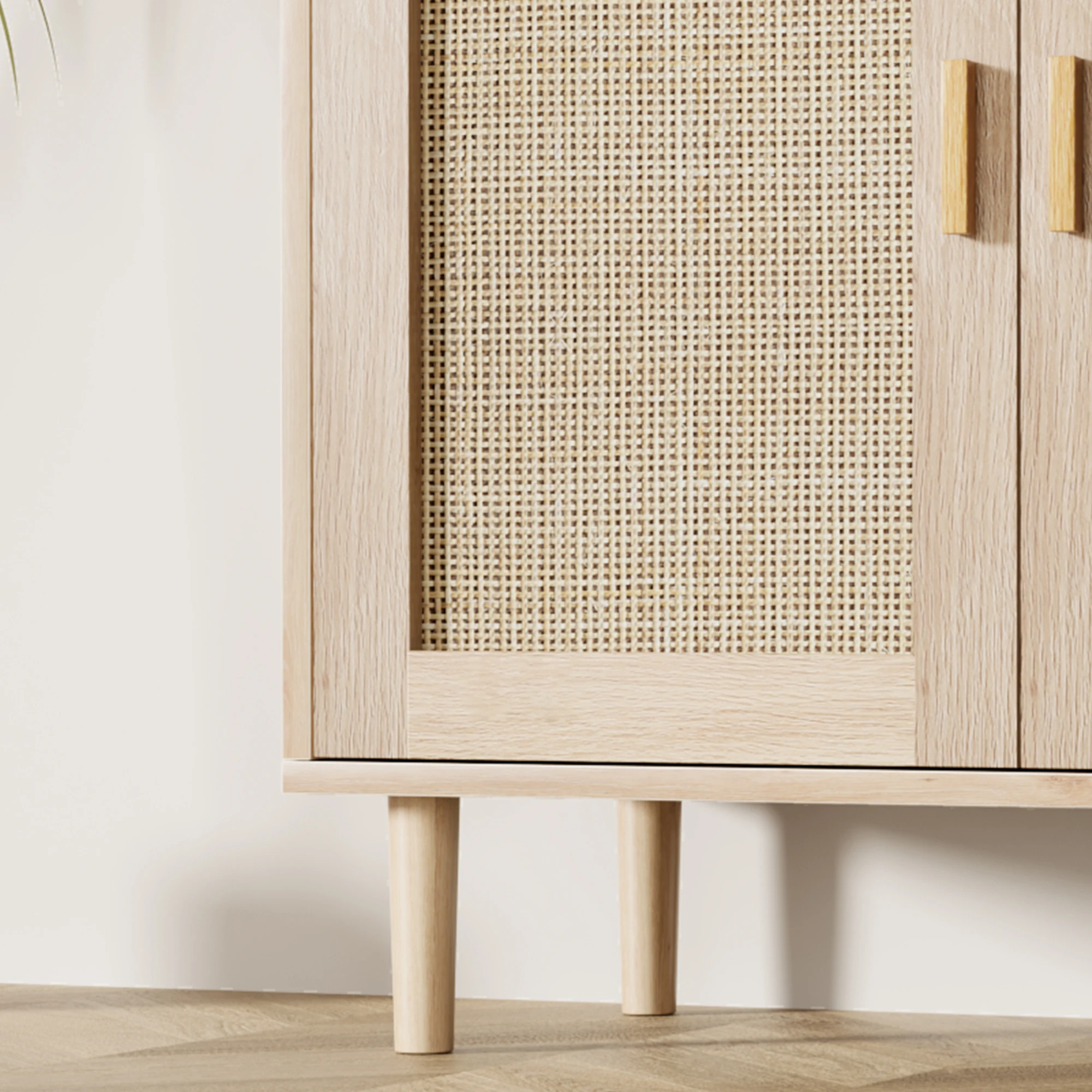 Sideboard Buffet Cabinet, Rattan Cabinet with 4 Doors, Kitchen Storage Cabinet, Cupboard Console Table, Cabinet for Kitchen