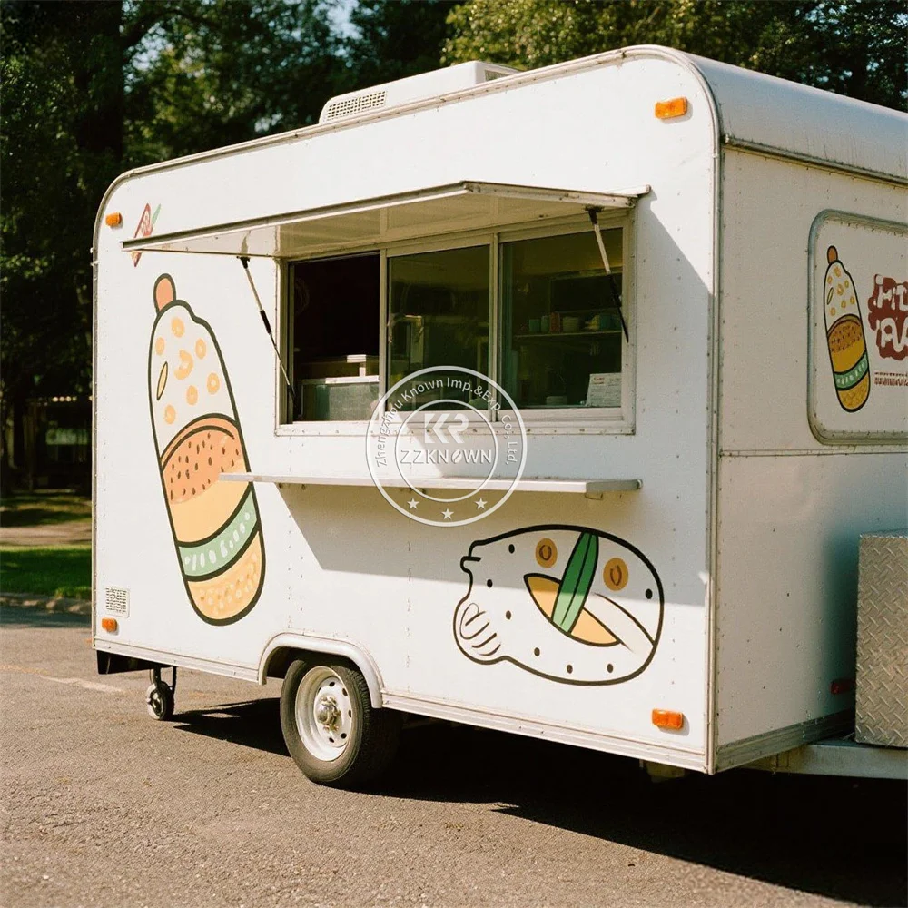 

Customized Ice Cream Cart Food Trailer Pizza Snack Catering Concession Food Truck With Kitchen Equipments