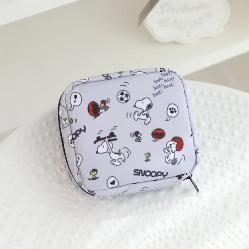 Imagen 2 del producto Bolsa de servilletas sanitarias Snoopy, bolsa organizadora de tampones portátil de viaje para mujer, monedero de dibujos animados, almacenamiento de auriculares, bolsa de cosméticos pequeña