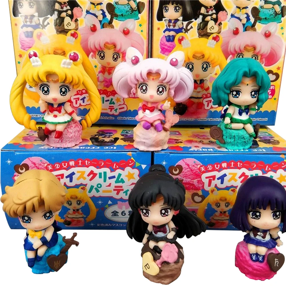 5PCS Anime Sailor Moon S Figure Cartoon Figuarts Mini Kaiou Michiru Tomoe Hotaru Meiou Setsuna Toys For Girls Model Gift Dolls