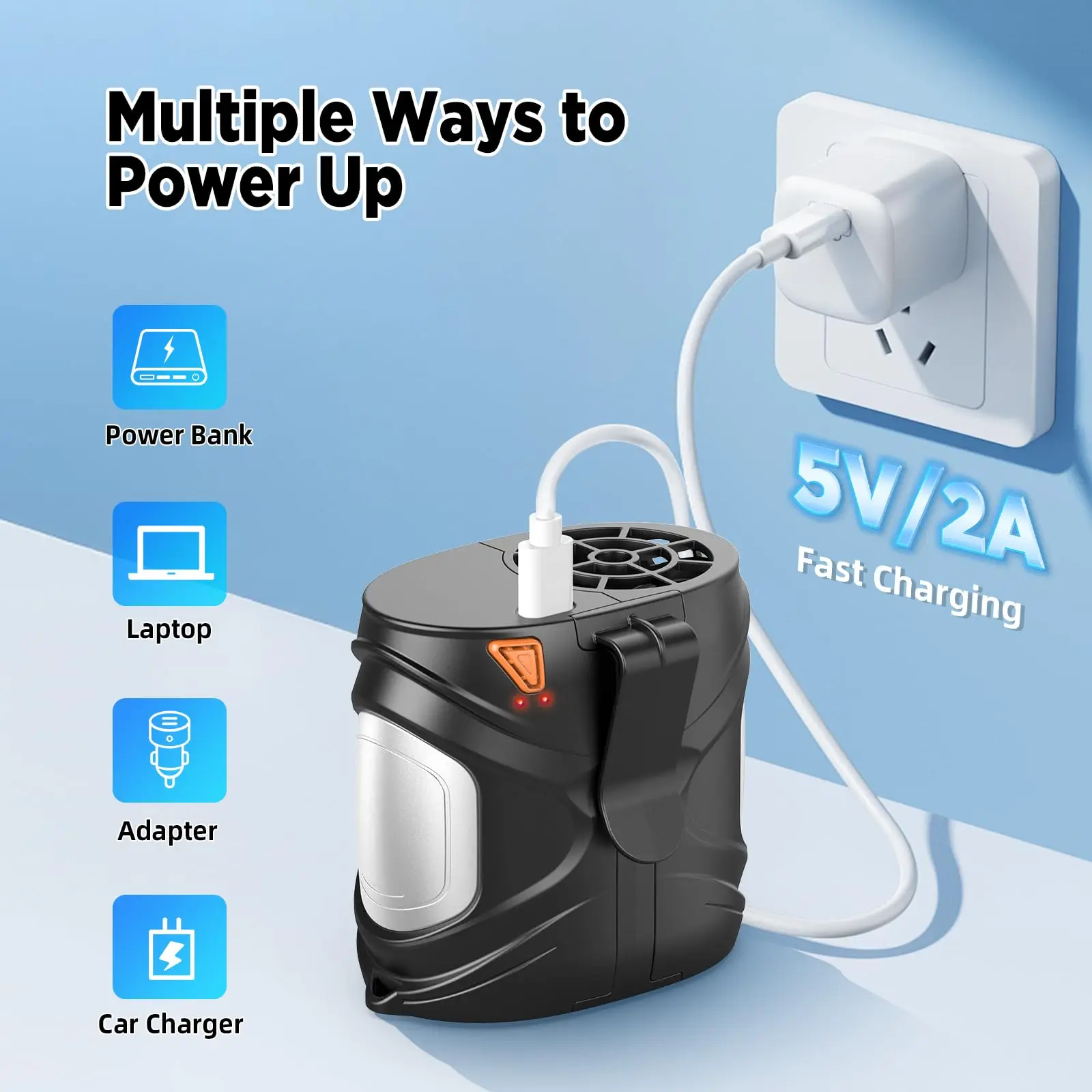 พัดลมพกพาเอว พัดลมคลิปหนีบเอวทรงพลัง พัดลมแบบชาร์จส่วนบุคคลสวมใส่เข็มขัดคูลเลอร์ 6 ความเร็ว แฮนด์ฟรีแขวนไซต์งาน Hiki