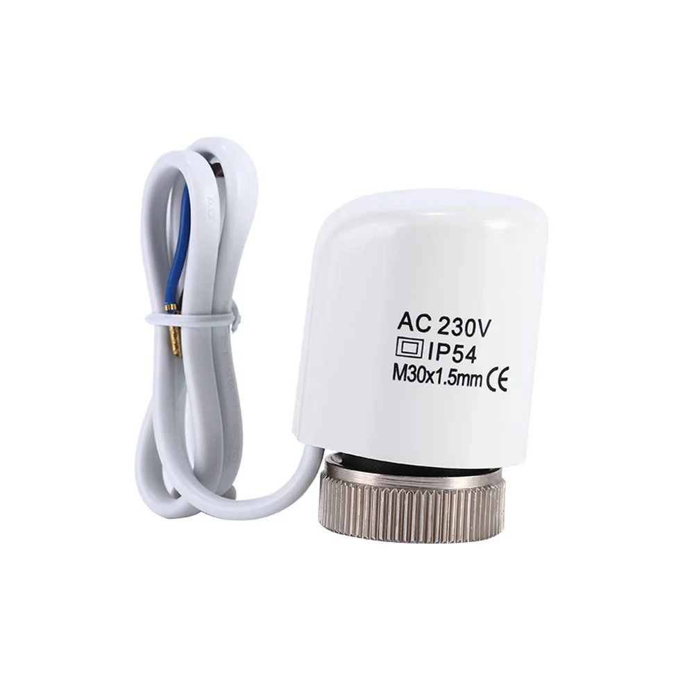 

AC 230V Normally Closed M30x1.5mm Electric Thermal Actuator IP54 for Underfloor Heating Thermostatic Radiator Valve 0.9M Cable