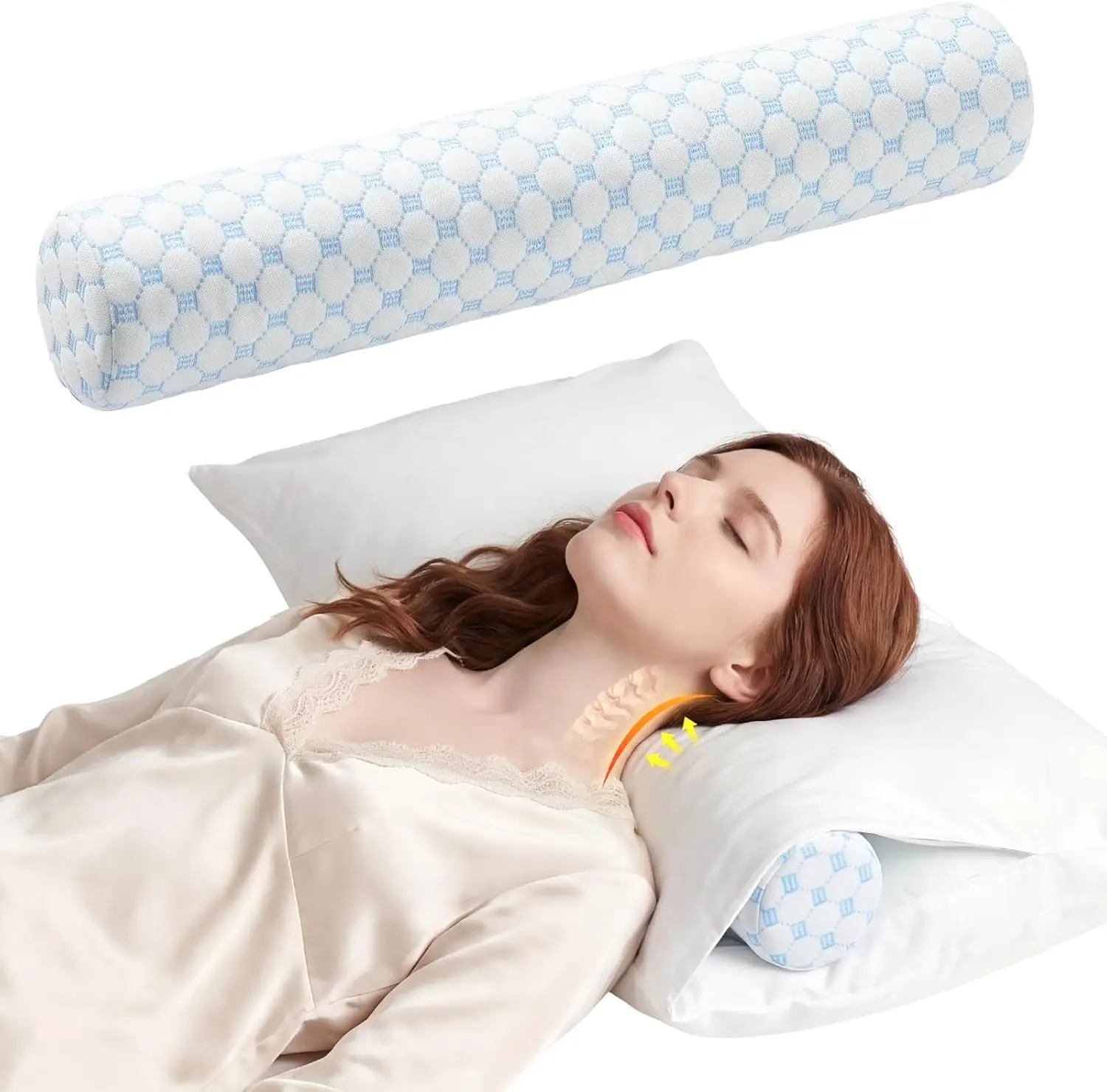 Round Head Pillow Slow Rebound Soft Memory Slepping Pillows Core Cylindrical Pillow, Multifunctional Relax Pillow for Leg Waist