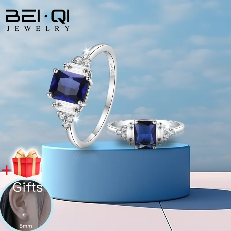 

925 Sterling Silver High Quality Luxury Sapphire Gemstone Topaz Promise Rings for Women Jewelry Party Wedding Engagement Gift