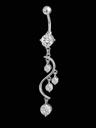 KUNIU 1PC Stylish Simple Long Zirconium Belly Button Nail Lady'S Body Piercing Jewelry Belly Ring Belly Jewelry